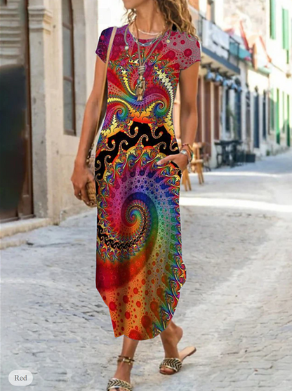 LP | Short-sleeved dress with print