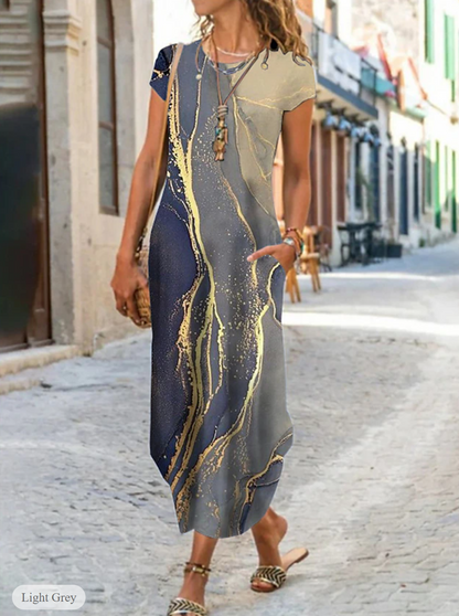 LP | Short-sleeved dress with print