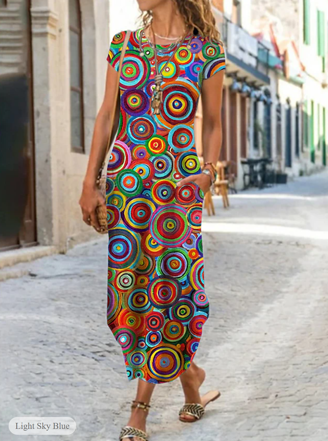 LP | Short-sleeved dress with print