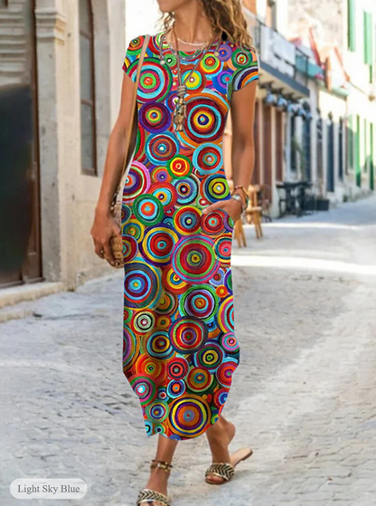 LP | Short-sleeved dress with print