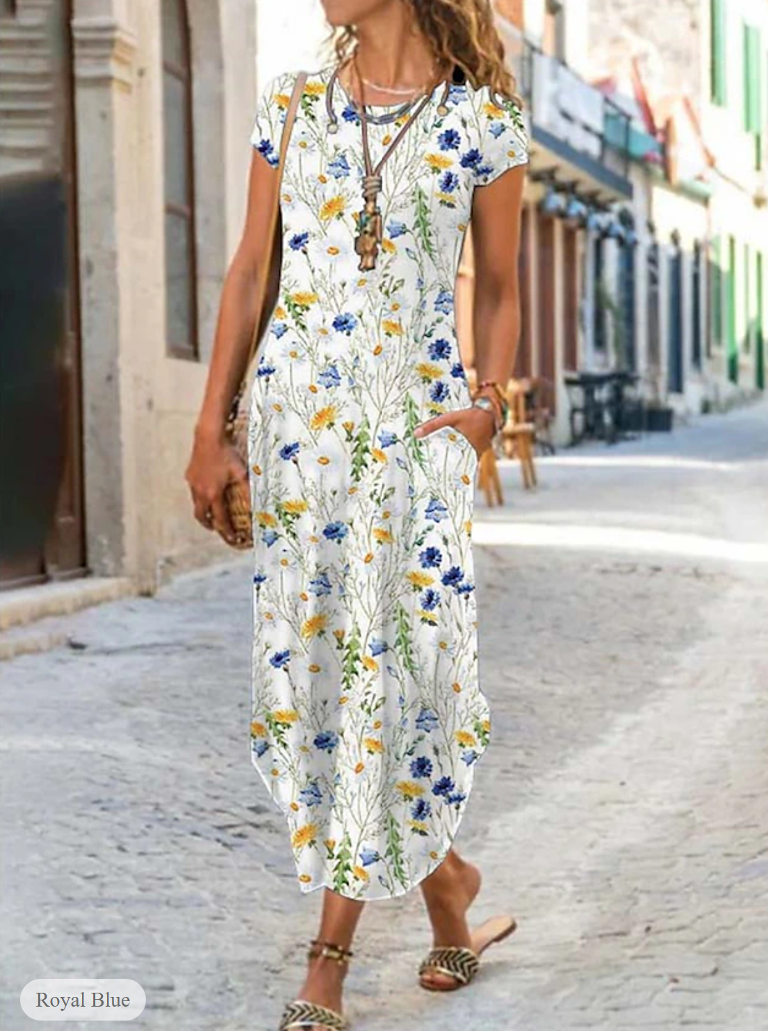 LP | Short-sleeved dress with print