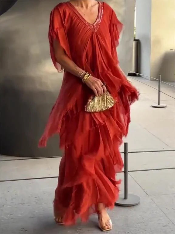 Mc | Maxi dress-elegant with plunging neckline