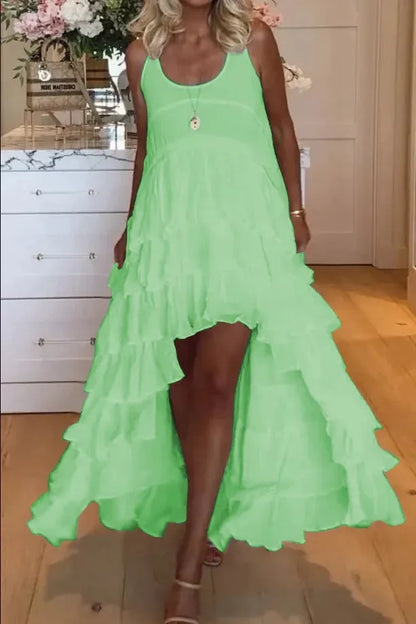 Beautiful women's dress-short-front and long-back with ruffles