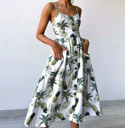 Mc | sexy summer midi dress with beach print