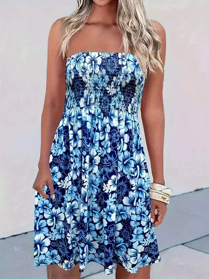 LP | Elegant summer dress with blue floral print