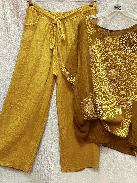 Two-piece set with loose bohemian print