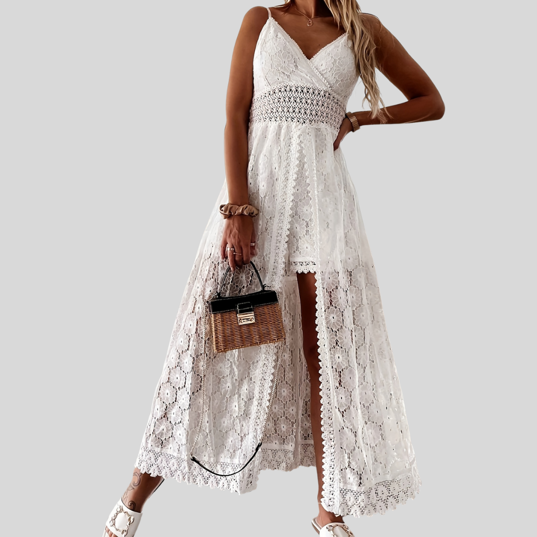 Elegant flowing jumpsuit with V-neckline