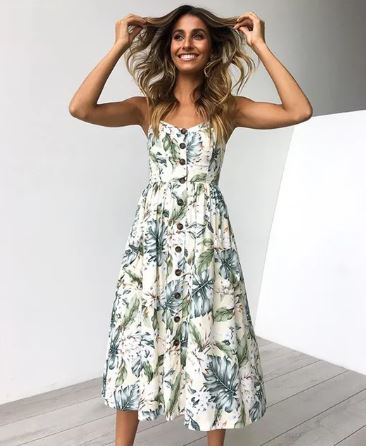 Mc | sexy summer midi dress with beach print