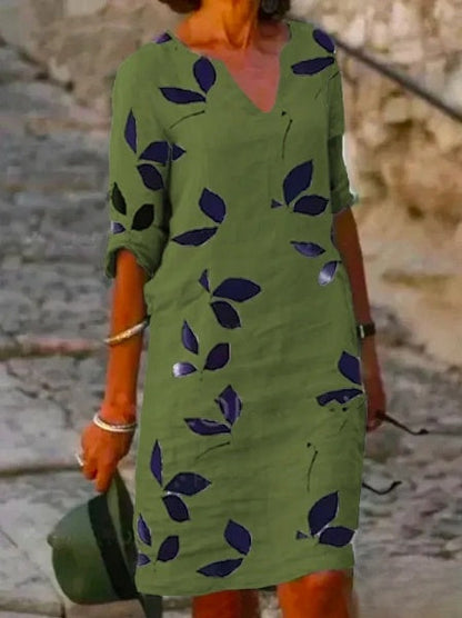 LP | Carol - Basic women's dress with half sleeves and floral print