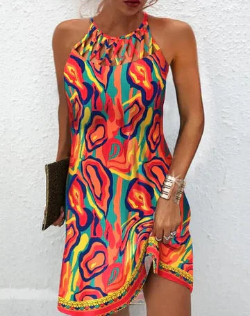 Mc | Multicolor dress with abstract print
