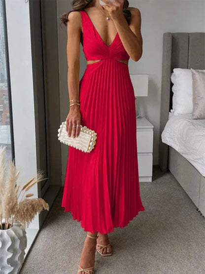 LD | Elegant sleeveless dress with an open back and graceful sophistication for warm-weather occasions
