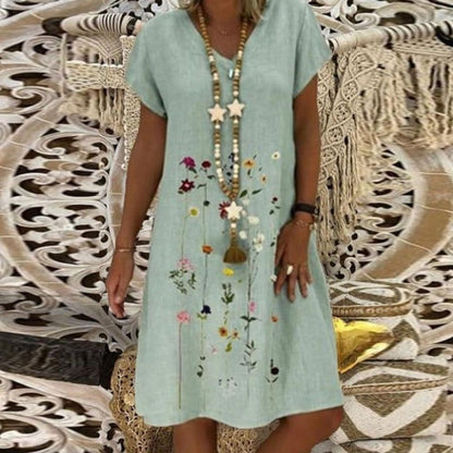 LP | Comfortable linen dress with elegant pattern