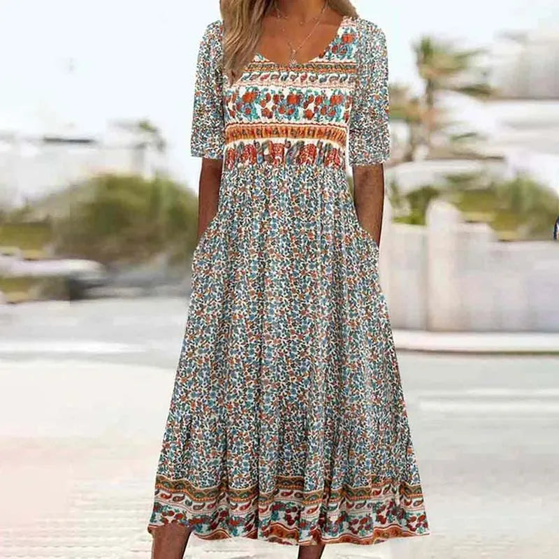 LP | Bohemian dress with floral print