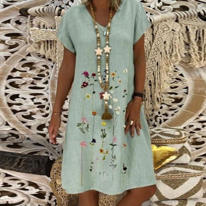 LP | Comfortable linen dress with elegant pattern
