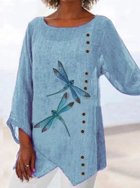 LP | Shirt with dragonflies print and V-neckline