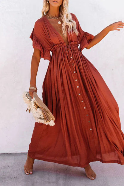 Fairy Air dress with V-neck and sleeves with ruffles