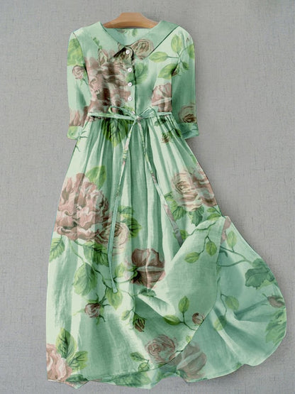 LP | Women's lace-up dress with vintage botanical floral print
