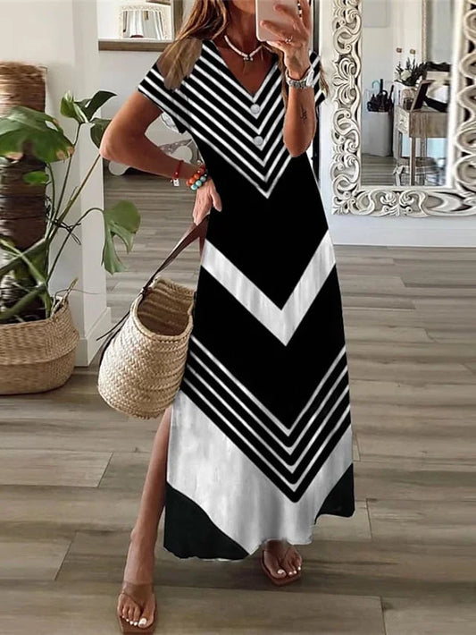 LP | Printed casual dress with v-neck for women