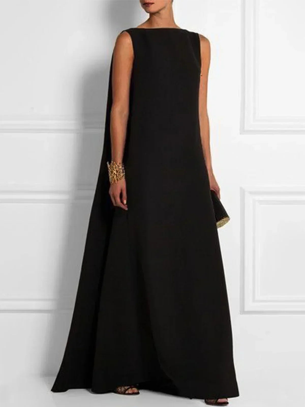 Mc | Vintage sleeveless fabric dress with round neckline