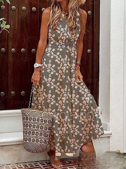 LP | Women's long sleeveless dress with boho print