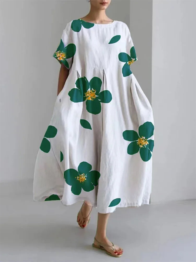 Mc | Julie - casual round-neck floral loose-fitting dress for women in spring and summer