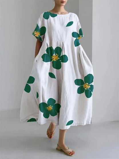 Mc | Julie - Loose floral round neck casual dress for women in spring and summer