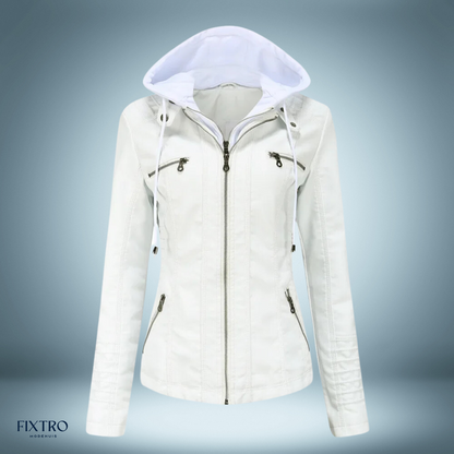 Lyra | Women's Leather Jacket with Hood Chic and Comfortable