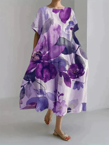 LP | Women's loose dress with botanical floral pattern