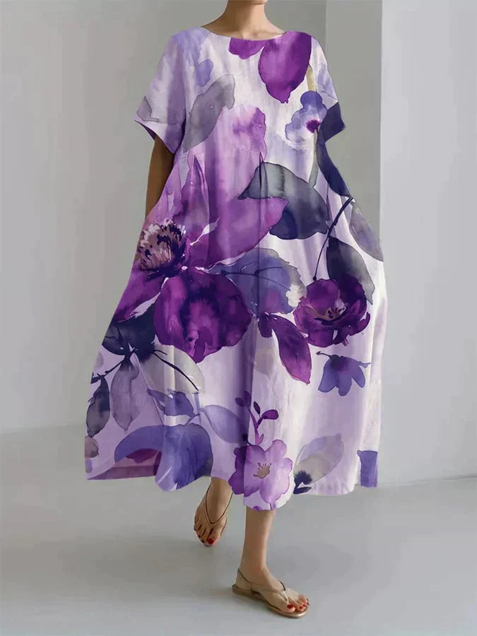 LP | Loose-fitting dress for women with botanical floral pattern
