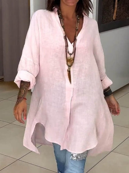 LD Women's Casual Cotton Linen Shirt Dress