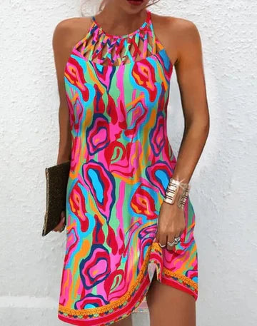 Mc | Multicolored dress with abstract print