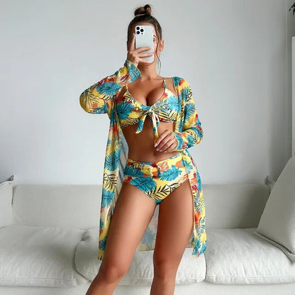 LP | Elegant high-waisted summer bikini with floral pattern