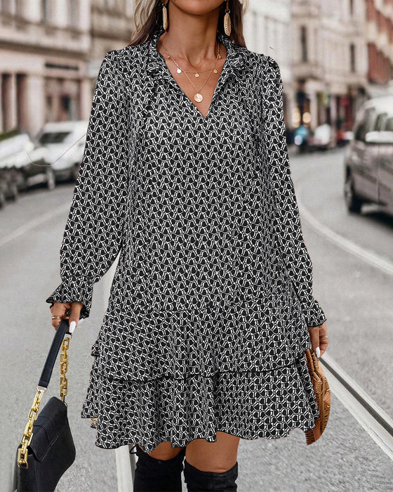 LP | Long-sleeved dress with camouflage print