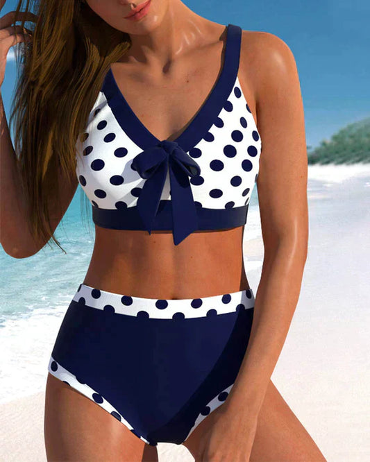 High Waist Patchwork Polka Dot bikinis