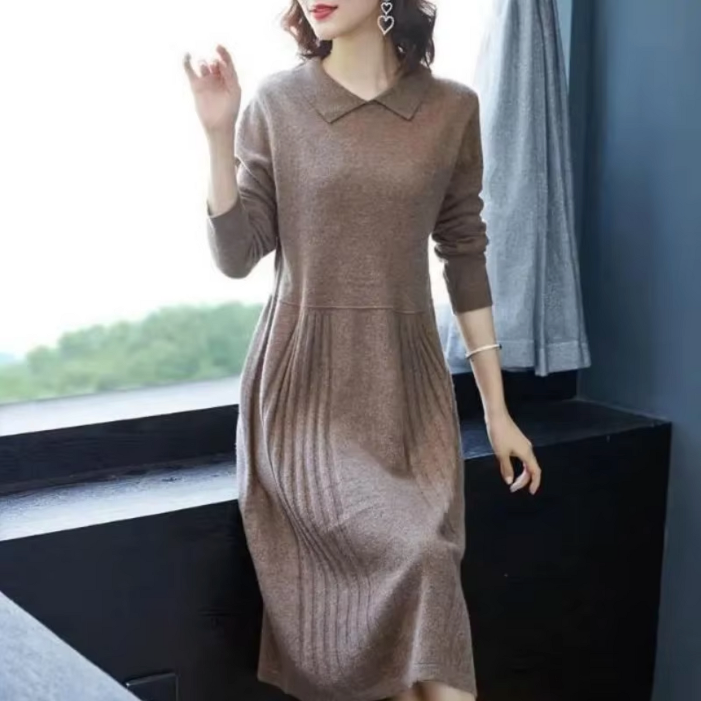 LP | Knit dress with collar for women