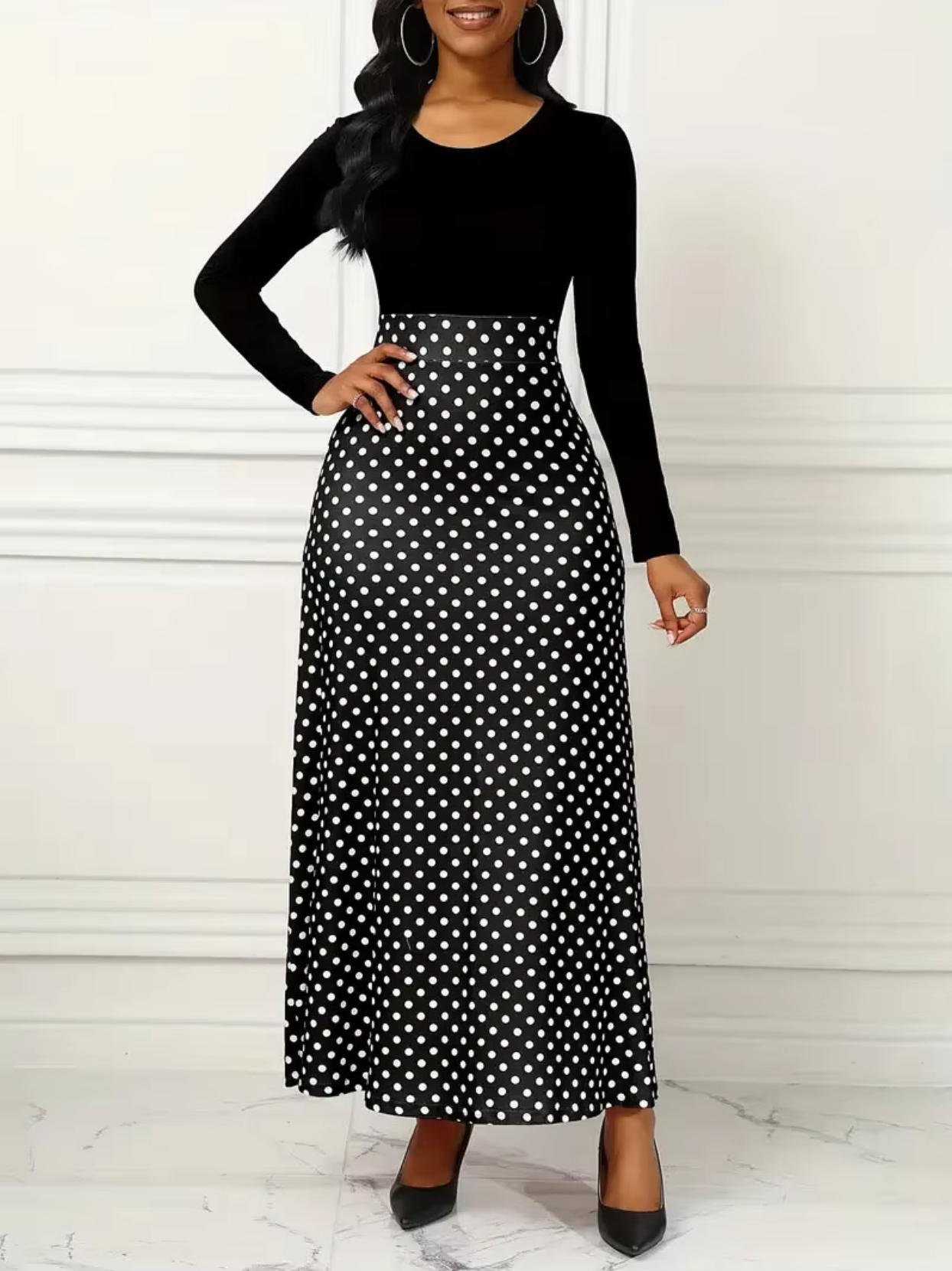 LP | Maxi dress with polka dot print for women