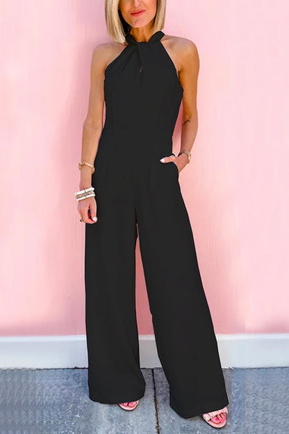 Sleeveless jumpsuit with wide waist and wide legs (7 colors)