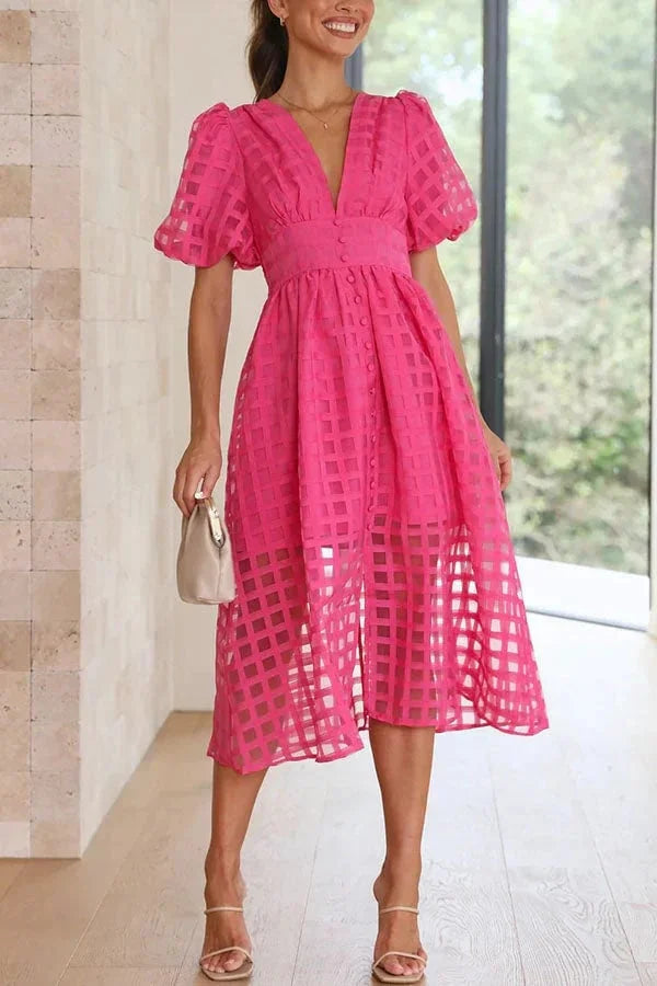 Checkered dress with ruffled sleeves