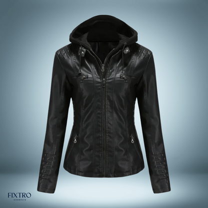 Lyra | Women's Leather Jacket with Hood Chic and Comfortable