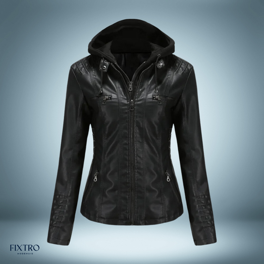 Lyra | Women's Leather Jacket with Hood Chic and Comfortable