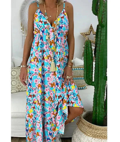 Strapless dress with floral print
