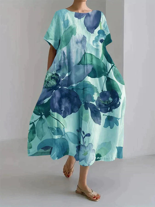 Mc | Wide-cut women's dress with botanical floral pattern