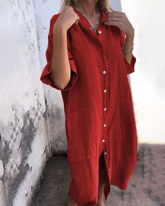 Casual long shirt dress with a relaxed fit