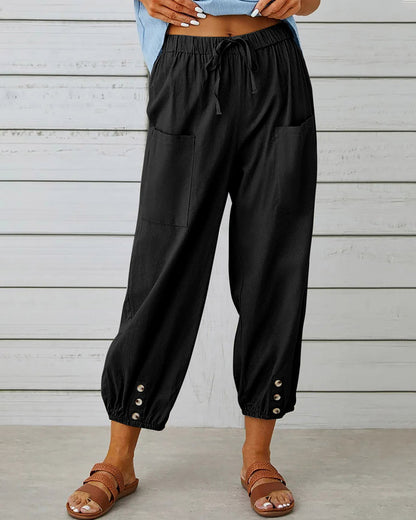 LP | Comfortable cargo pants with drawstring and buttons