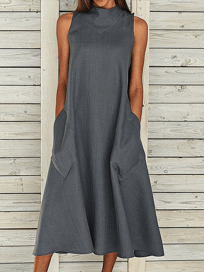 LP | Women's casual loose-fitting dress with one-color side pocket