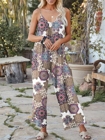 Greta - Sleeveless jumpsuit with print