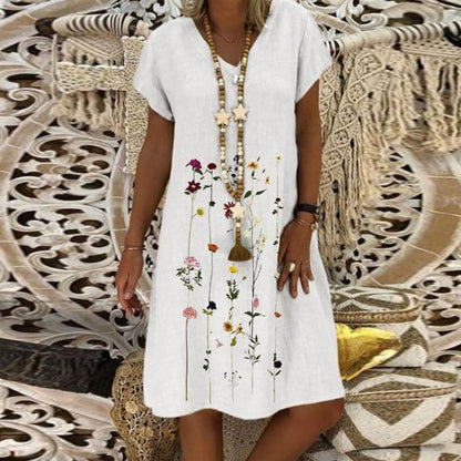 LP | Comfortable linen dress with elegant pattern