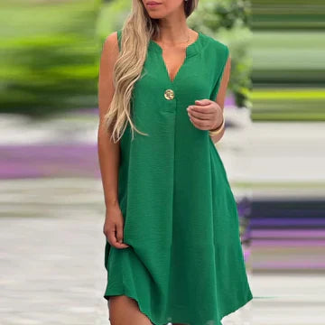 Mc | sleeveless midi dress with v-neck