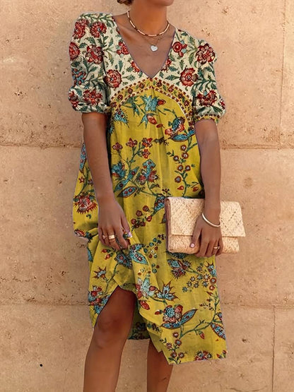 LP | V-neck dress with puff sleeves