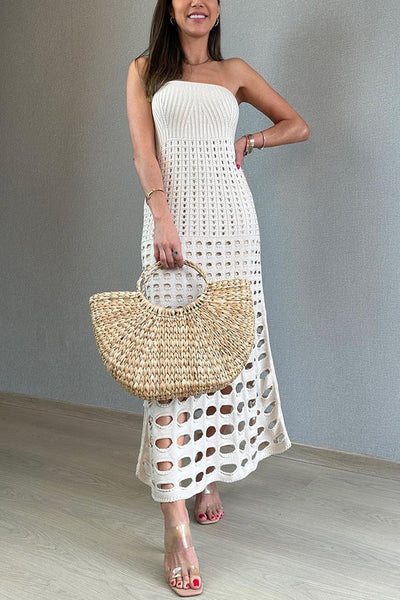 LP | Off-the-shoulder rustic maxi dress with patchwork and cut-outs